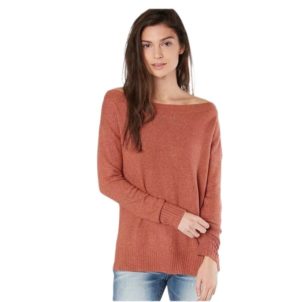 Buckle Black Orange Sweater Size S Boho Off Shoulder Layer Cotton Comfy Staple